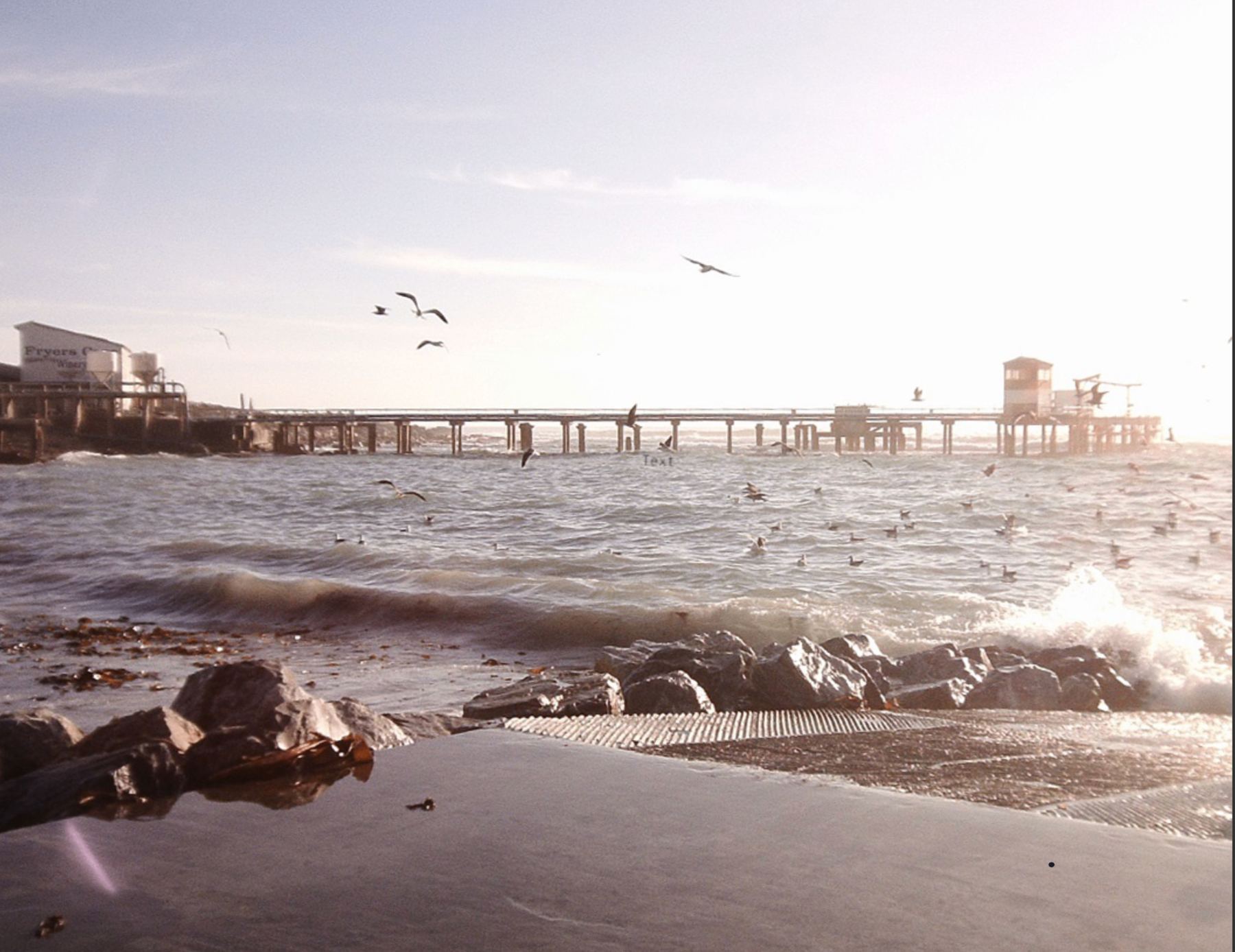 The Doring Bay jetty and seawater intake at the edge of the Atlantic